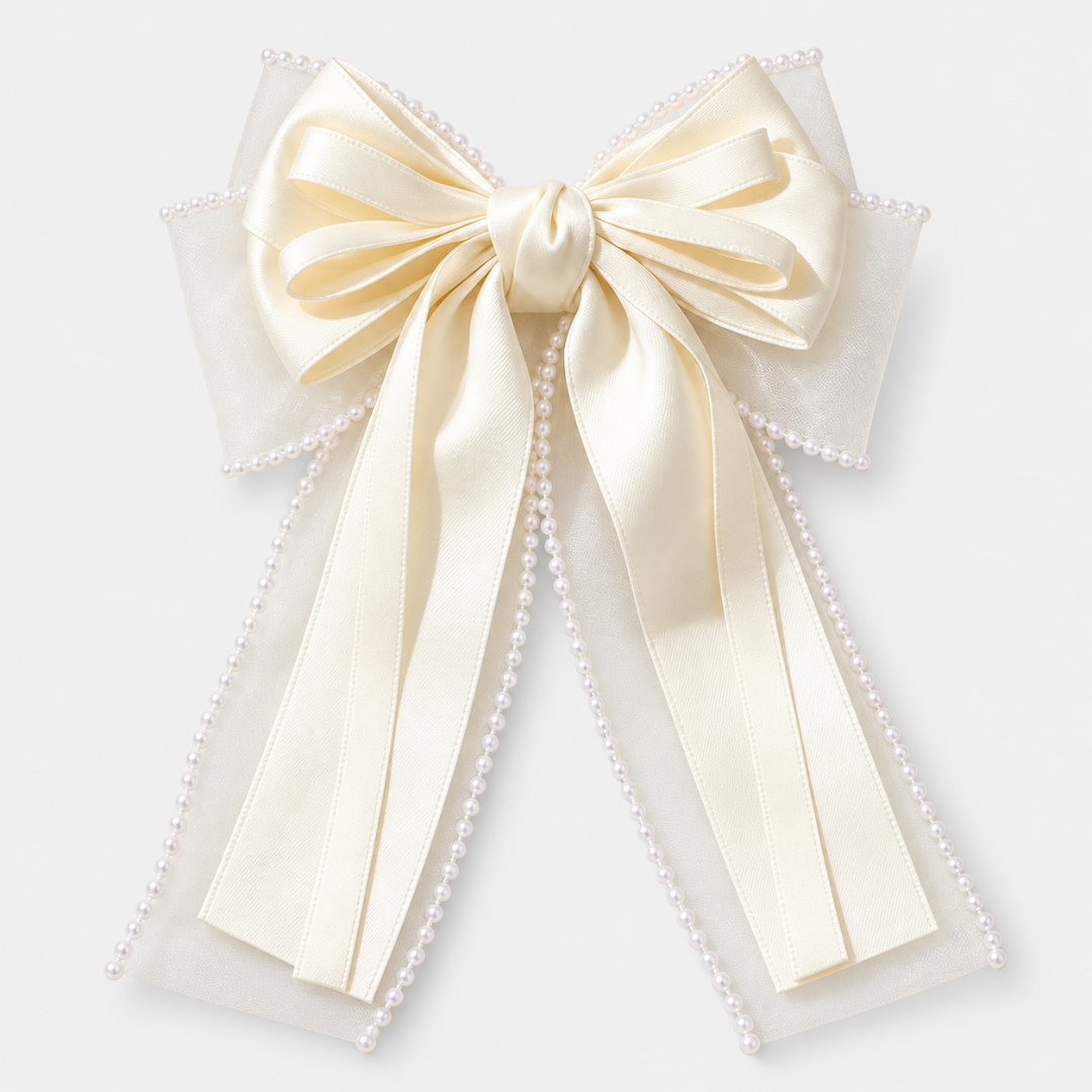 Ivory Pearl Bow Hair Clip