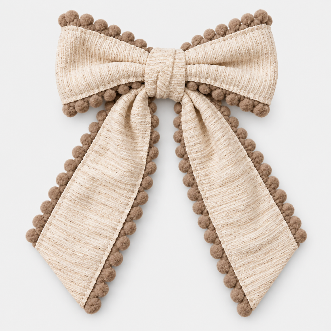 Amelia Pom-Pom Bow Hair Clip