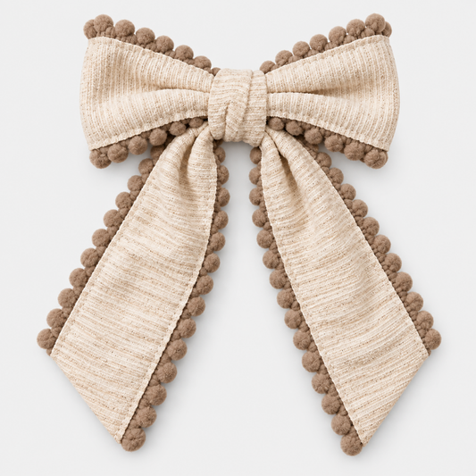 Amelia Pom-Pom Bow Hair Clip