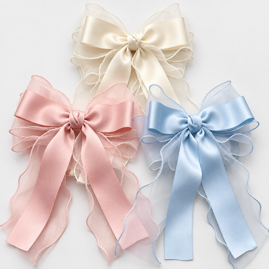 Grace Satin Bow Hair Clip Set