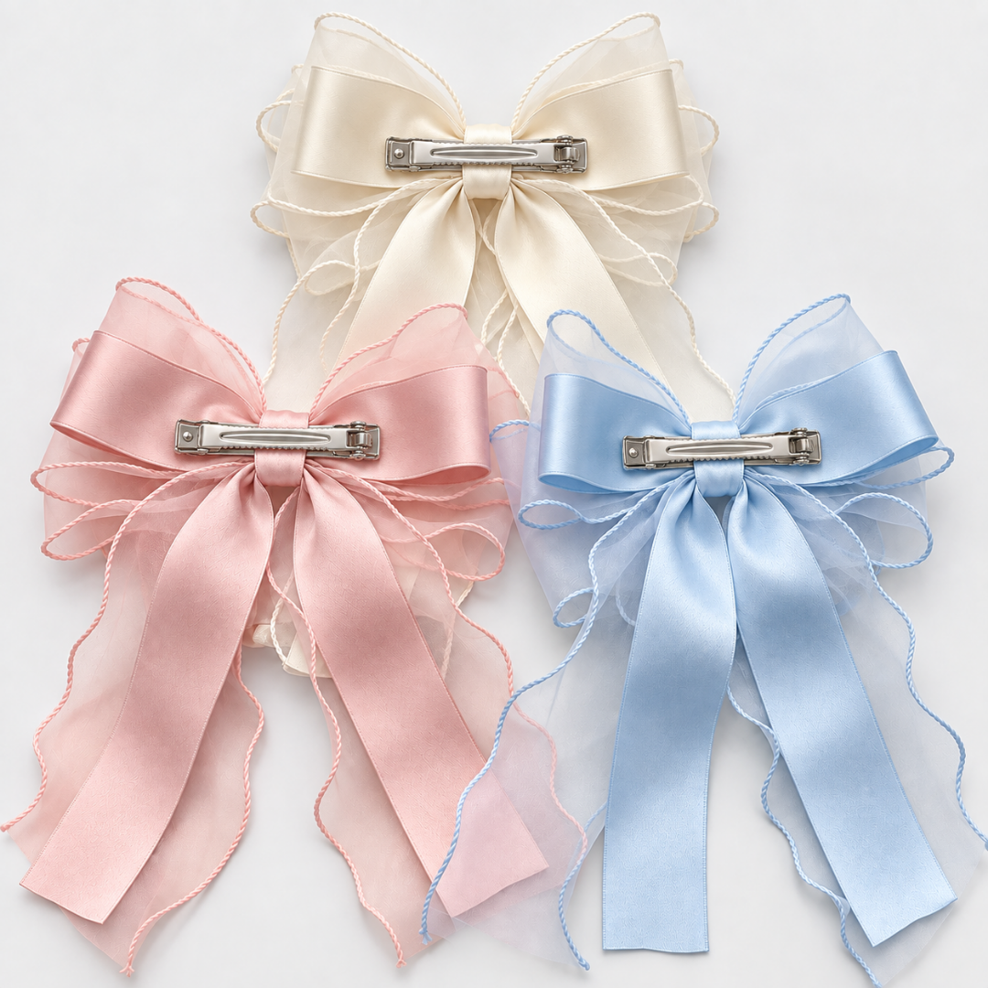 Grace Satin Bow Hair Clip Set