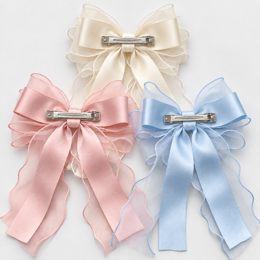 Grace Satin Bow Hair Clip Set