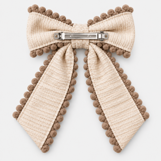 Amelia Pom-Pom Bow Hair Clip