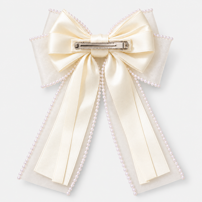Ivory Pearl Bow Hair Clip