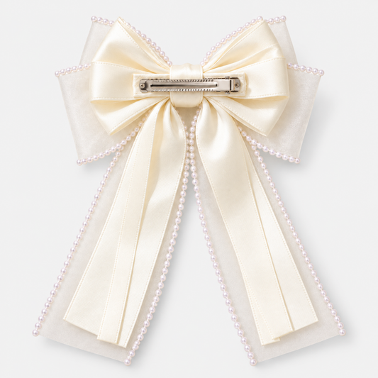 Ivory Pearl Bow Hair Clip